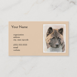 Akita Painting - Cute Original Dog Art Business Card
