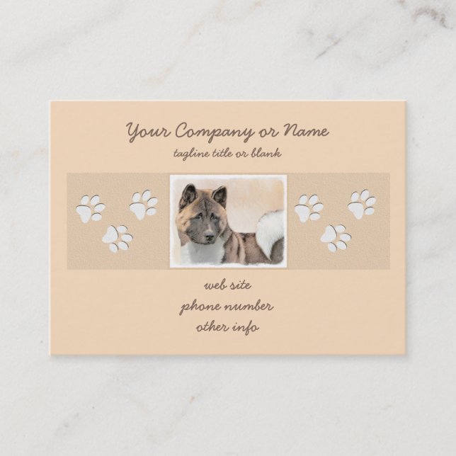 Akita Painting - Cute Original Dog Art Business Card (Front)