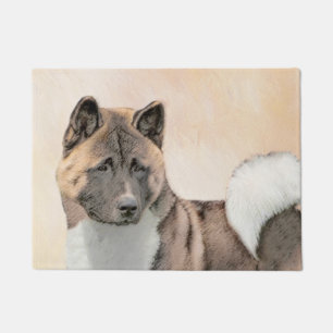 Akita Painting - Cute Original Dog Art Doormat