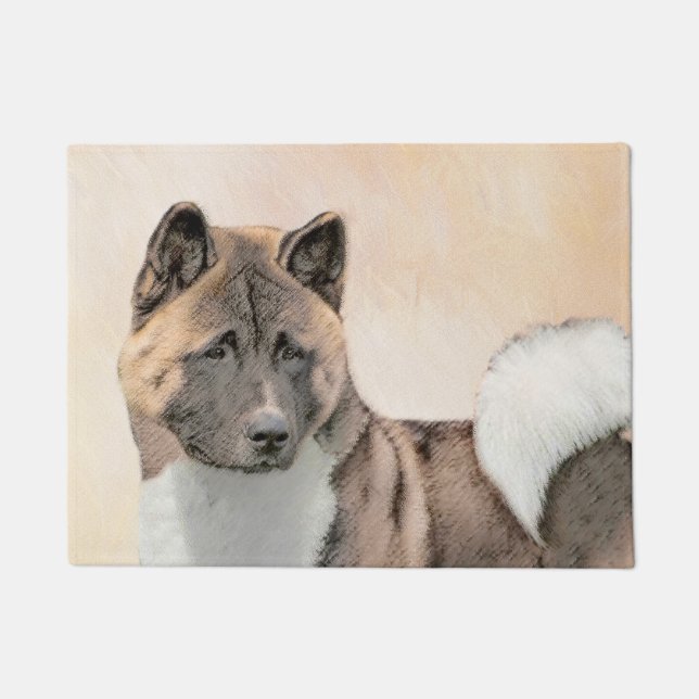 Akita Painting - Cute Original Dog Art Doormat (Front)