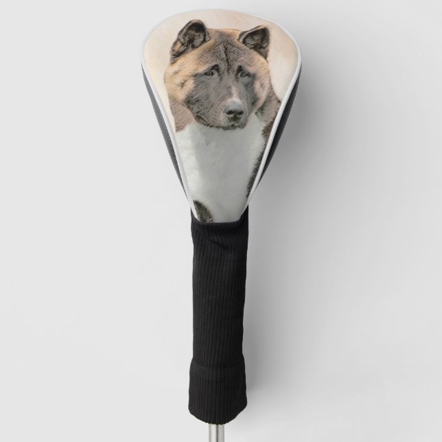 Akita Painting - Cute Original Dog Art Golf Head Cover (Front)