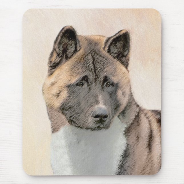 Akita Painting - Cute Original Dog Art Mouse Mat (Front)