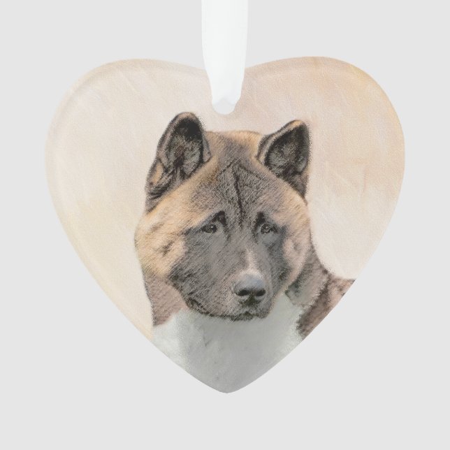 Akita Painting - Cute Original Dog Art Ornament (Front)