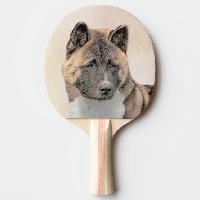 Akita Painting - Cute Original Dog Art Ping Pong Paddle (Front)