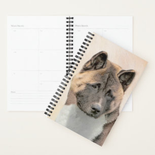 Akita Painting - Cute Original Dog Art Planner