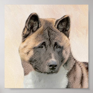 Akita Painting - Cute Original Dog Art Poster