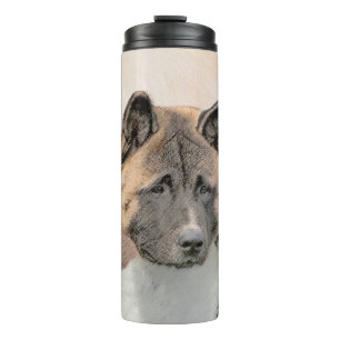 Akita Painting - Cute Original Dog Art Thermal Tumbler
