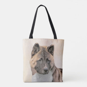 Akita Painting - Cute Original Dog Art Tote Bag