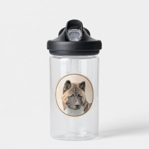 Akita Painting - Cute Original Dog Art Water Bottle