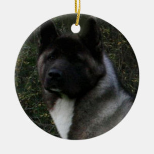 akita pinto black mask ceramic tree decoration