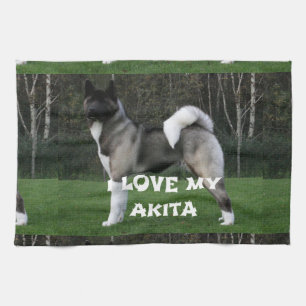 akita pinto black mask full love w pic tea towel
