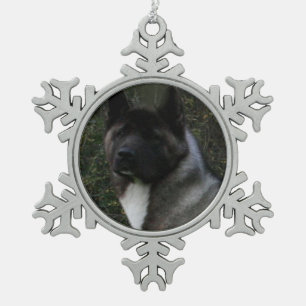 akita pinto black mask snowflake pewter christmas ornament