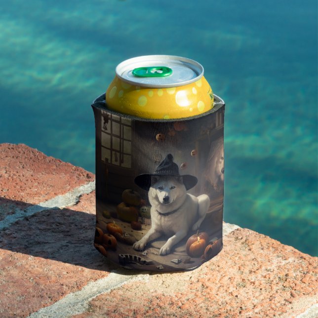 Akita Pumpkins Halloween Scary Can Cooler (In Situ Pool)