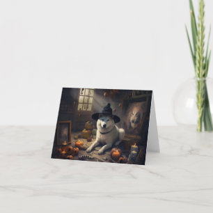 Akita Pumpkins Halloween Scary Card
