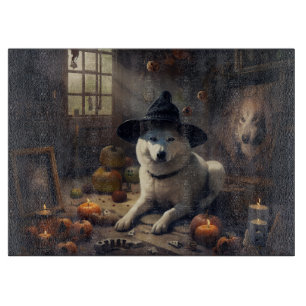Akita Pumpkins Halloween Scary Cutting Board