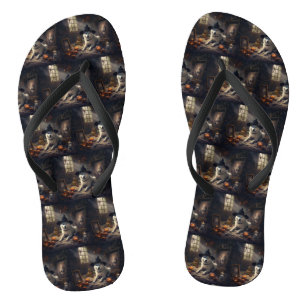 Akita Pumpkins Halloween Scary Flip Flops