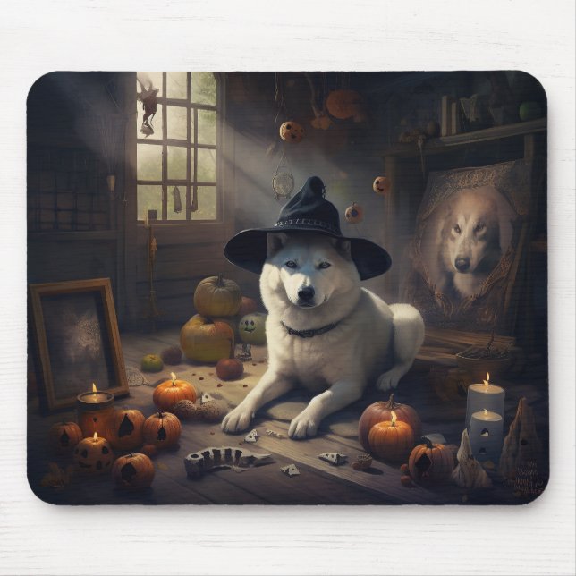 Akita Pumpkins Halloween Scary Mouse Mat (Front)