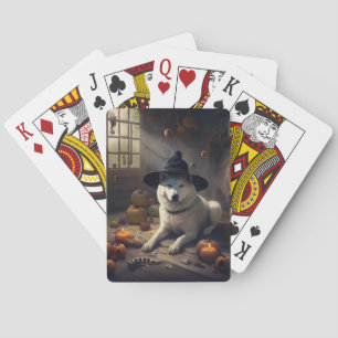 Akita Pumpkins Halloween Scary Playing Cards