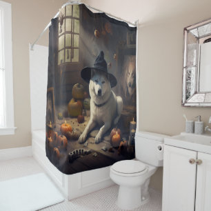 Akita Pumpkins Halloween Scary Shower Curtain