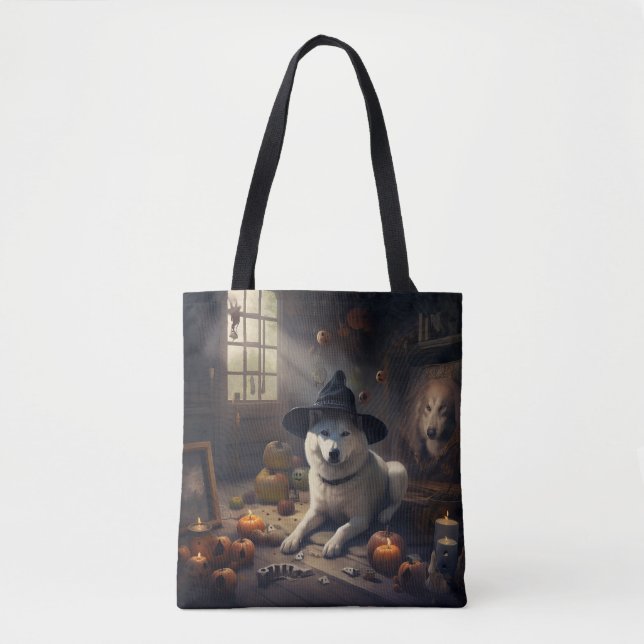 Akita Pumpkins Halloween Scary Tote Bag (Front)