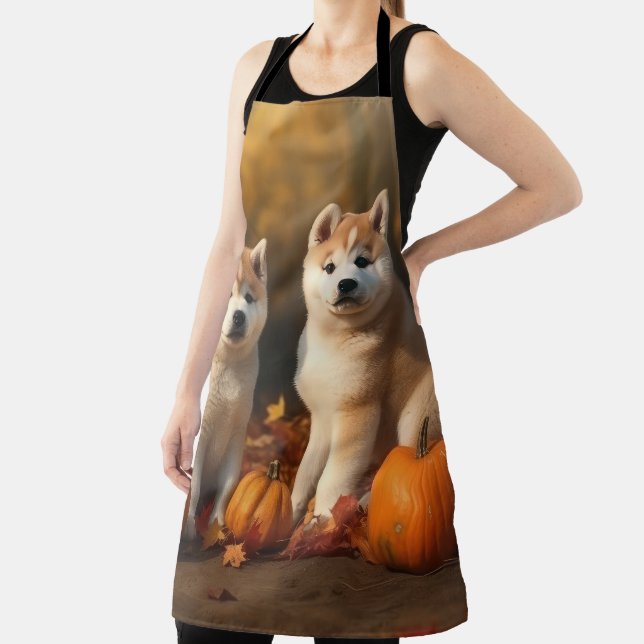 Akita Puppy Autumn Delight Pumpkin Apron (Insitu)