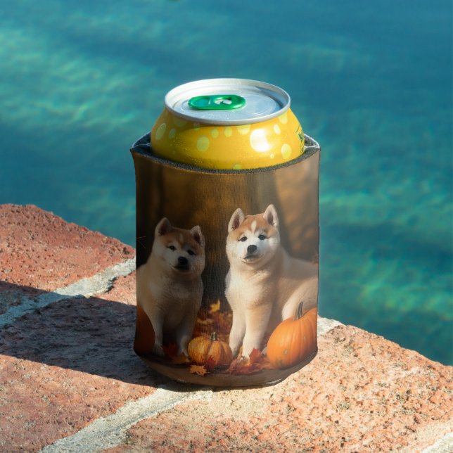 Akita Puppy Autumn Delight Pumpkin Can Cooler (In Situ Pool)