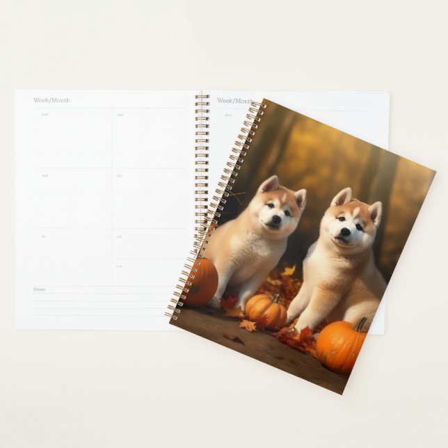 Akita Puppy Autumn Delight Pumpkin Planner (Display)
