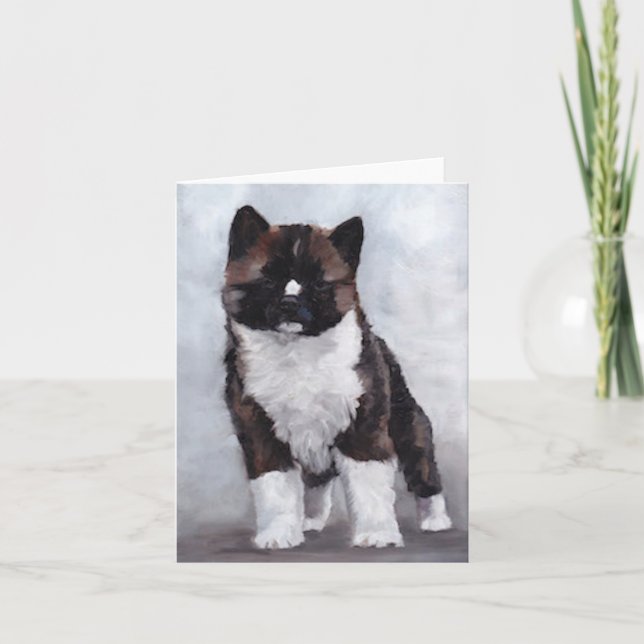Akita Puppy Dog Art Note Card (Front)