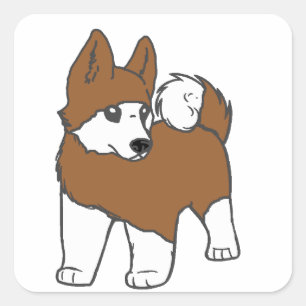 akita red cartoon square sticker