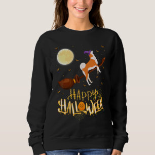 Akita Ride Witch Shotgun Akita Dog Halloween Sweatshirt