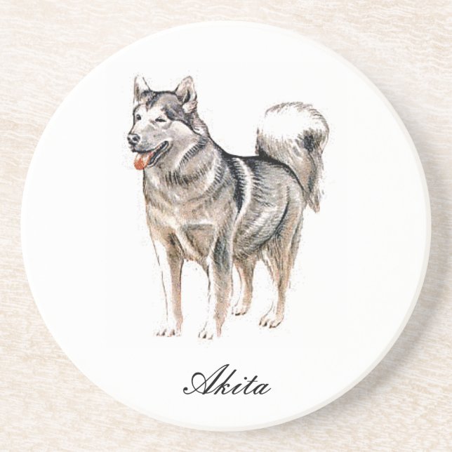 Akita Sandstone Coaster (Front)