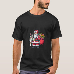 Akita Santa Claus Funny Dog Christmas V Neck  T-Shirt