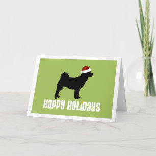 Akita Santa Hat Holiday Card