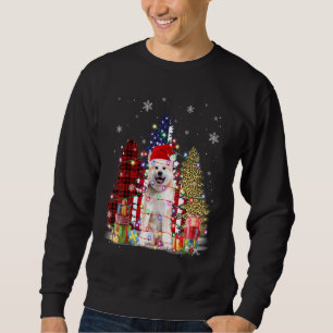 Akita Santa Hat Light Buffalo Plaid Leopard Xmas S Sweatshirt
