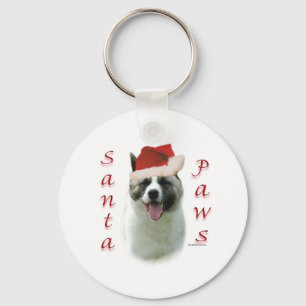 Akita Santa Paws Key Ring