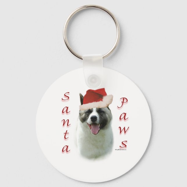 Akita Santa Paws Key Ring (Front)
