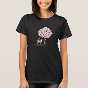 Akita Shiba Inu Dog Japanese Cherry Blossom Sakura T-Shirt