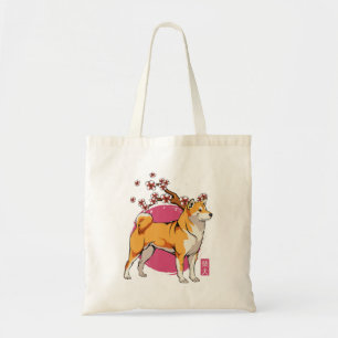 akita shiba inu dog japanese cherry blossom sakura tote bag