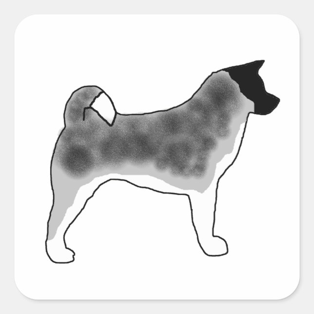 akita silver black overlay silo square sticker (Front)