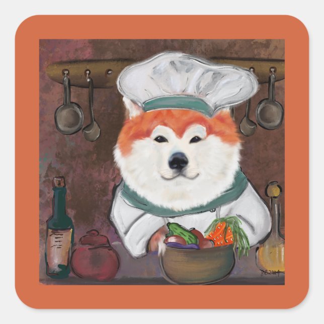 Akita     square sticker (Front)