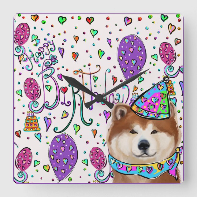 AKITA SQUARE WALL CLOCK (Front)