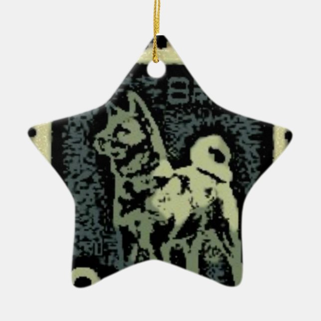 Akita Stamp Ceramic Tree Decoration (Front)