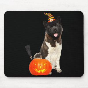 Akita Witch Hat Halloween Dog Costume Mouse Mat