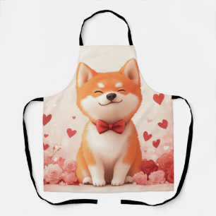 Akita with Roses - Valentine's Day  Apron