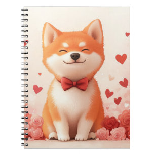 Akita with Roses - Valentine's Day Notebook