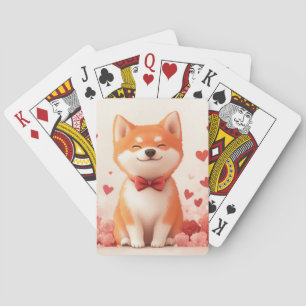 Akita with Roses - Valentine's Day  Playing Cards