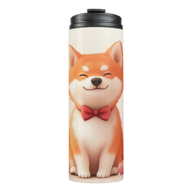 Akita with Roses - Valentine's Day  Thermal Tumbler (Front)