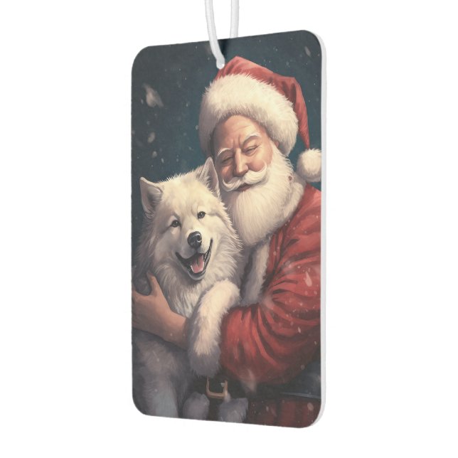 Akita with Santa Claus Festive Christmas  Car Air Freshener (Left)