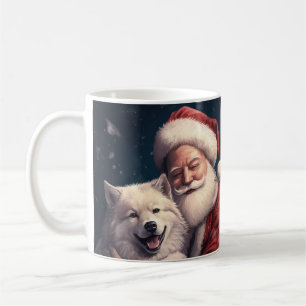 Akita with Santa Claus Festive Christmas  Coffee Mug