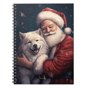 Akita with Santa Claus Festive Christmas Notebook